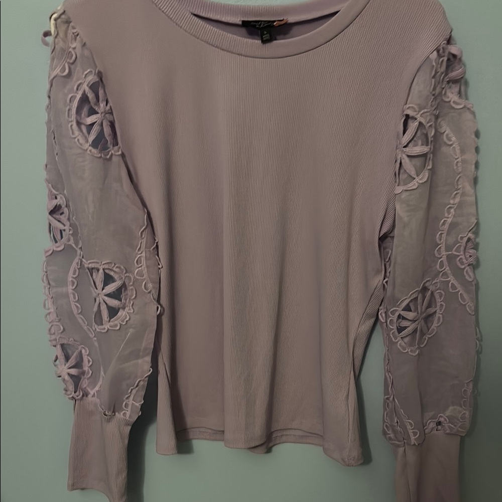 Purple Lace Sleeve Women's Top